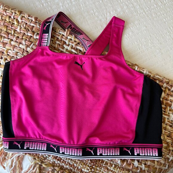 EUC -Puma - XL- Pink and Black Sports Bra - Picture 1 of 2